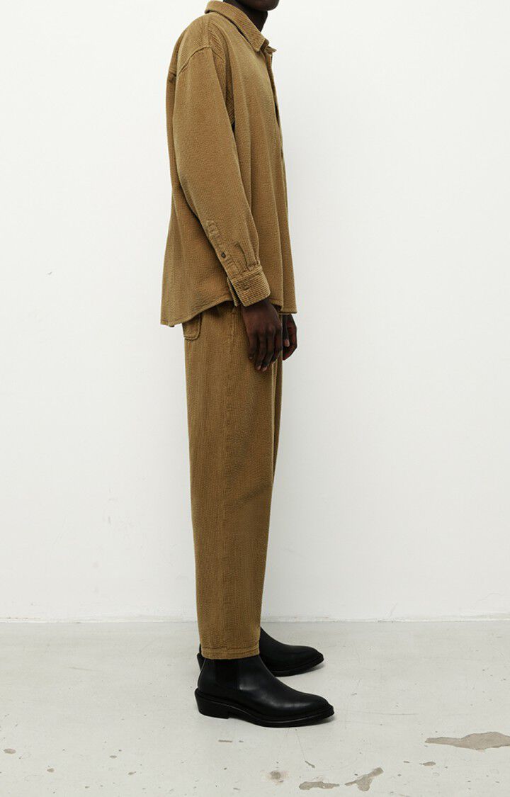 american vintage Chemise homme Padow - CACAHUETE Manches longues Marron - E22