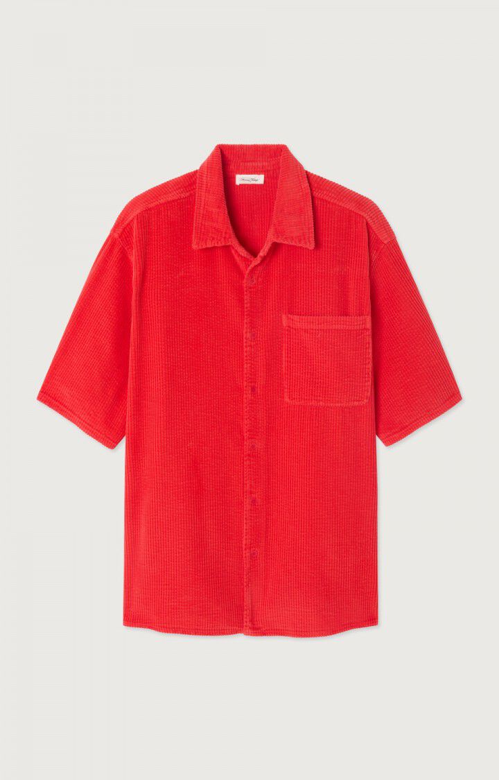 american vintage Chemise homme Padow - COEUR VINTAGE 29 Manches courtes Rouge - E25