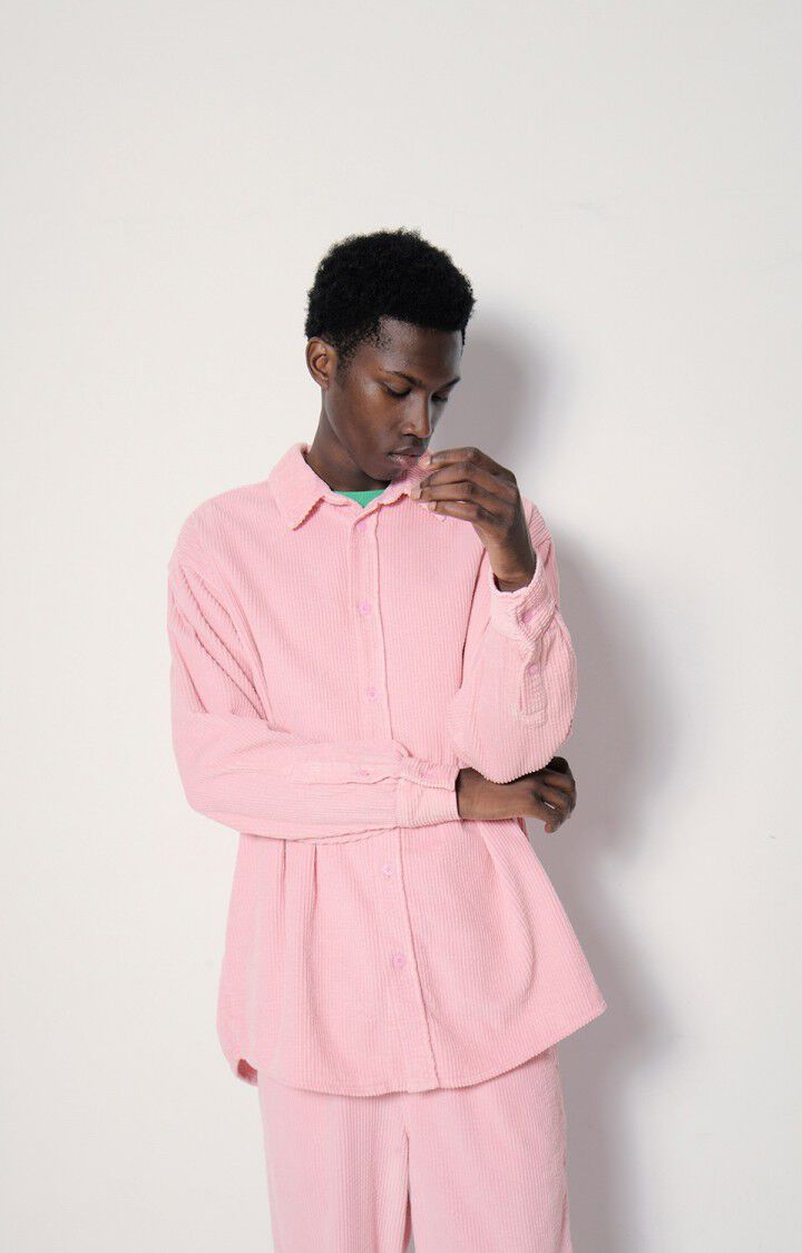 american vintage Chemise homme Padow - DOUCEUR Manches longues Rose - E23B