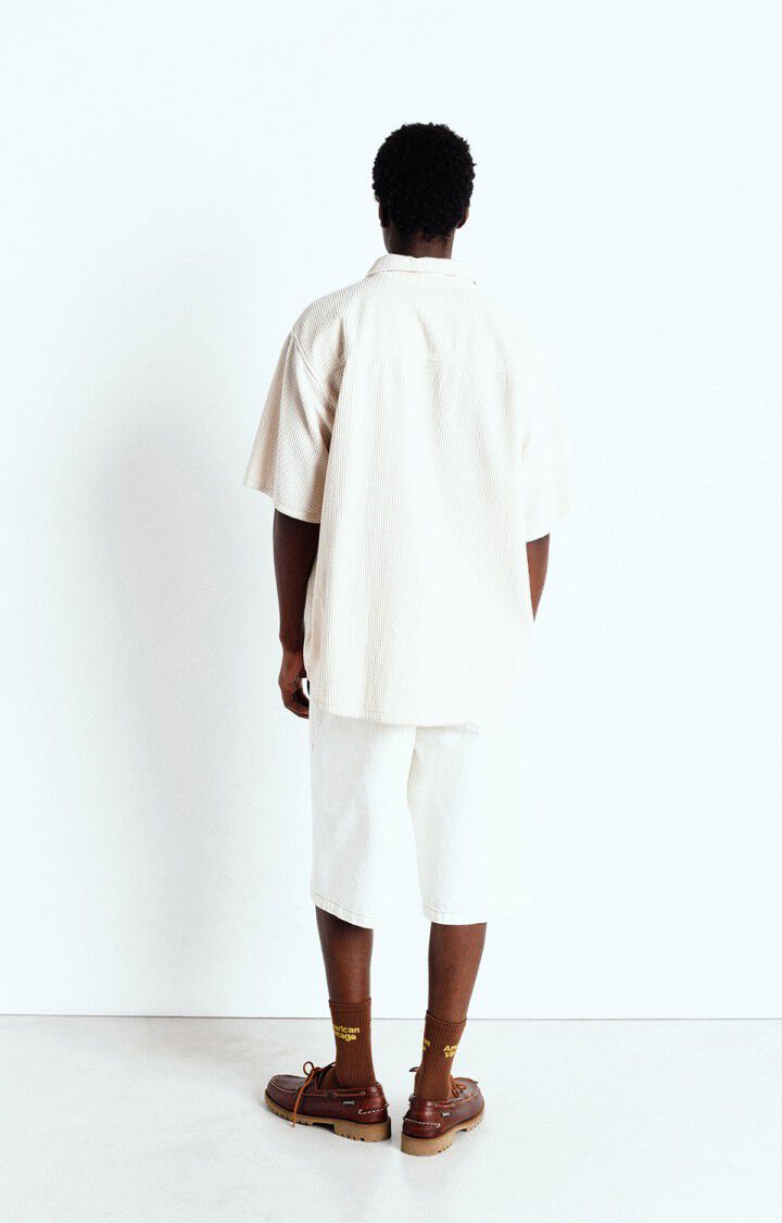 American Vintage Chemise Homme Padow - ECRU VINTAGE 29 Manches Courtes Beige - E25
