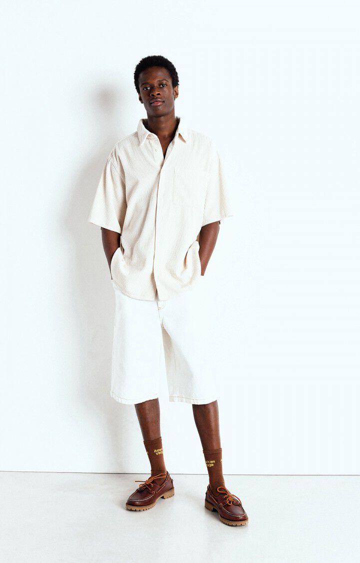 American Vintage Chemise Homme Padow - ECRU VINTAGE 29 Manches Courtes Beige - E25