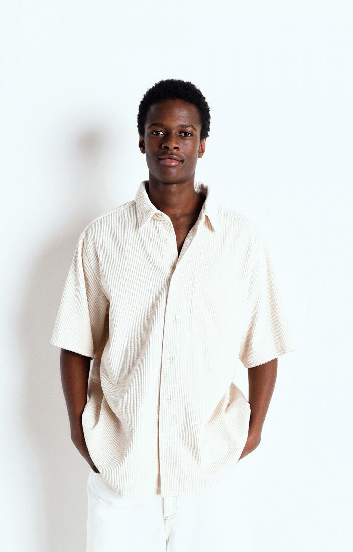 american vintage Chemise homme Padow - ECRU VINTAGE 29 Manches courtes Beige - E25