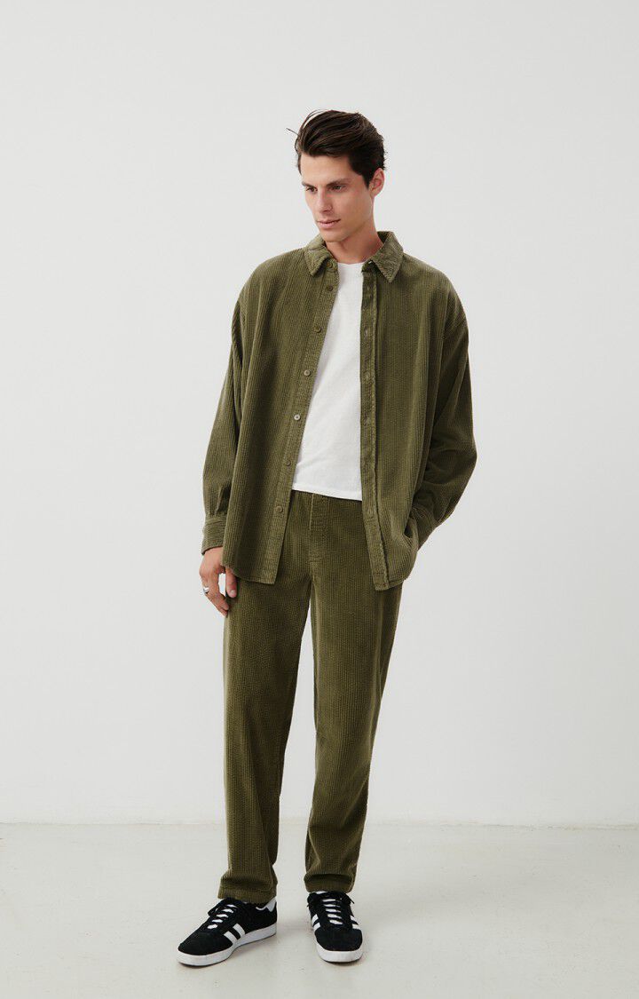 American Vintage Chemise Homme Padow - KAKI VINTAGE 60 Manches Longues Vert - E25