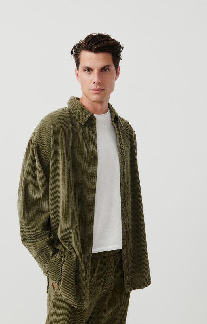 american vintage Chemise homme Padow - KAKI VINTAGE 60 Manches longues Vert - E25