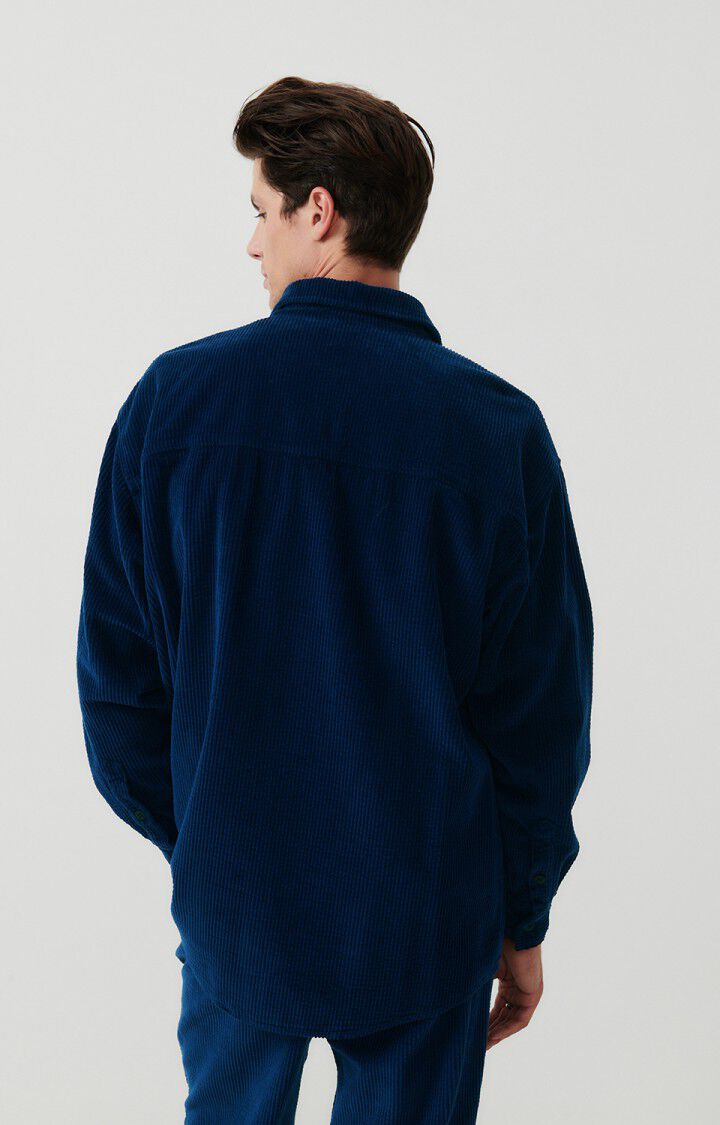 American Vintage Chemise Homme Padow - OUTREMER VINTAGE 60 Manches Longues Bleu - E24