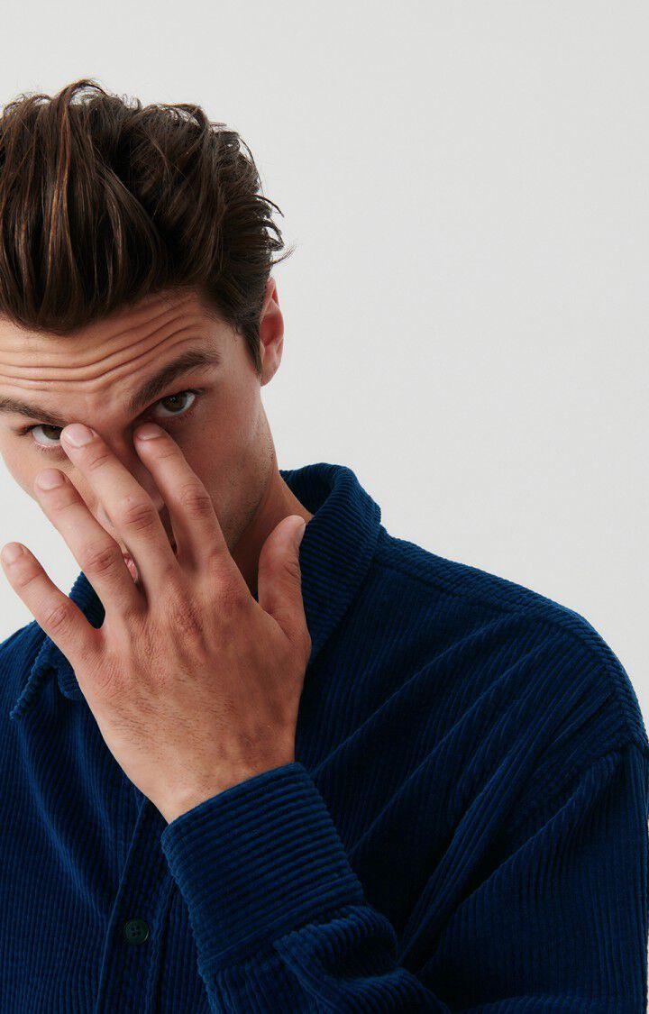 American Vintage Chemise Homme Padow - OUTREMER VINTAGE 60 Manches Longues Bleu - E24