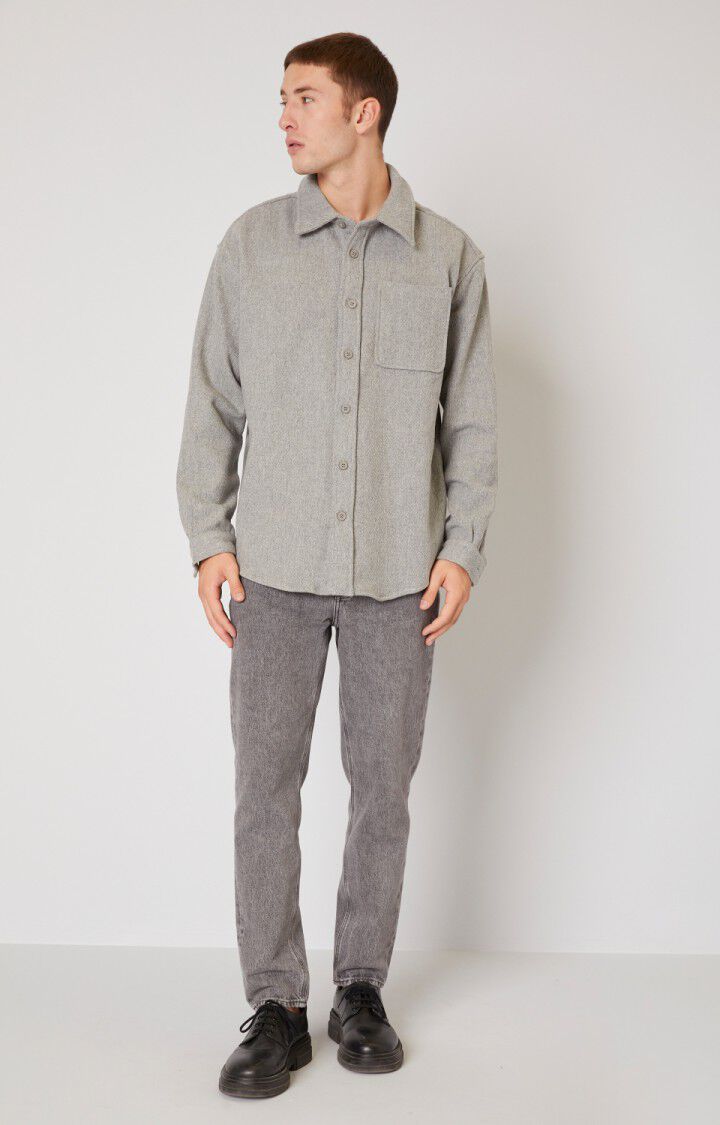 American Vintage Chemise Homme Pylow - GRIS CHINE Manches Longues Gris - E22