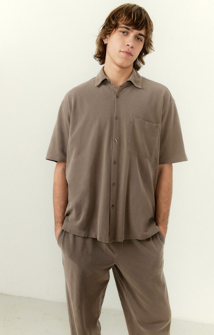 american vintage Chemise homme Pyrastate - CAFE AU LAIT VINTAGE 25 Manches courtes Marron - E23