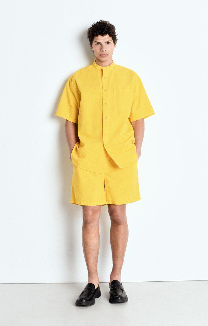 american vintage Chemise homme Rygybay - POLLEN 29 Manches courtes Jaune - E25