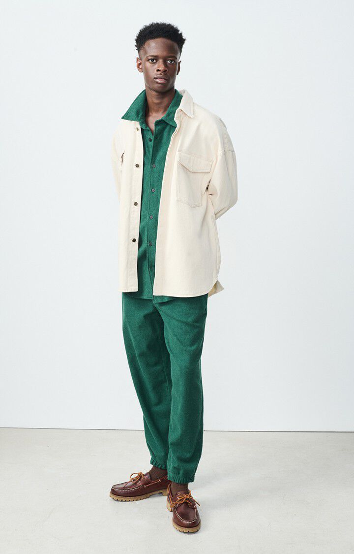 American Vintage Chemise Homme Snopdog - ECRU 58 Manches Longues Beige - E25