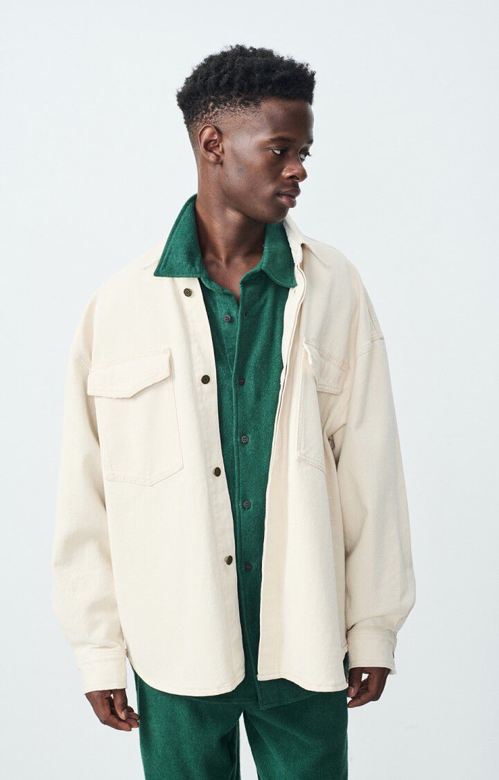 american vintage Chemise homme Snopdog - ECRU 58 Manches longues Beige - E25