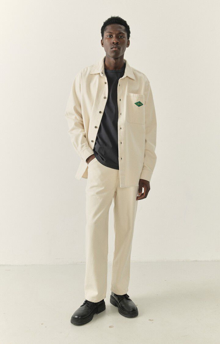 American Vintage Chemise Homme Spywood - ECRU 62 Manches Longues Beige - E23