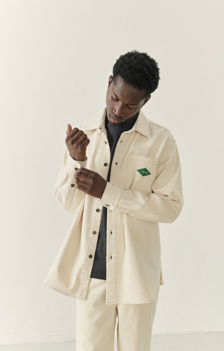 american vintage Chemise homme Spywood - ECRU 62 Manches longues Beige - E23