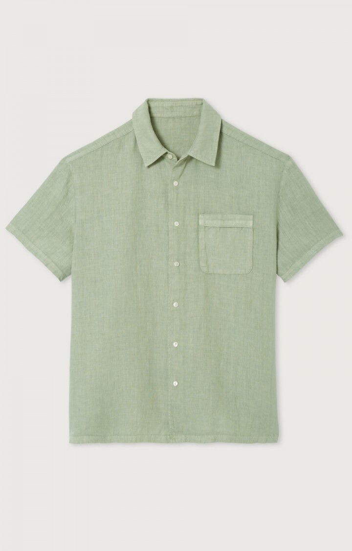 american vintage Chemise homme Tibtown - TILLEUL 22 Manches courtes Vert - E23