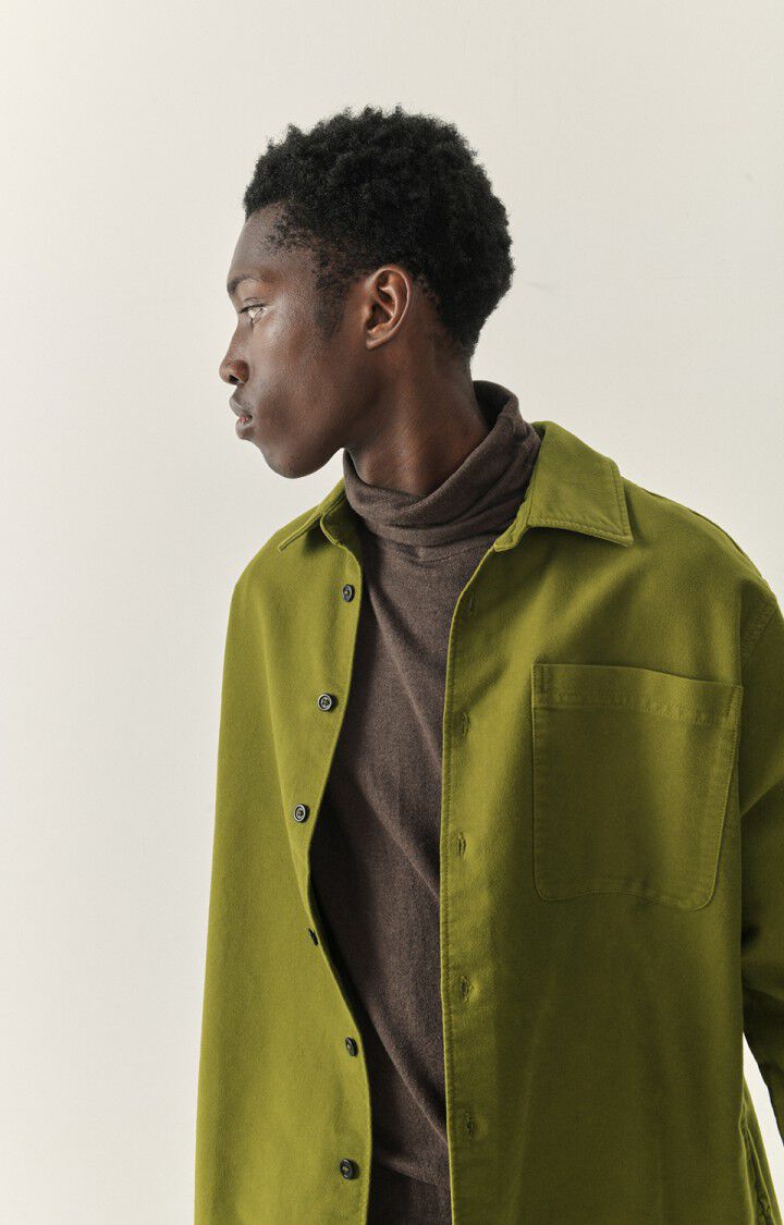 American Vintage Chemise Homme Tubabay - MOUSSE 64 Manches Longues Vert - E23