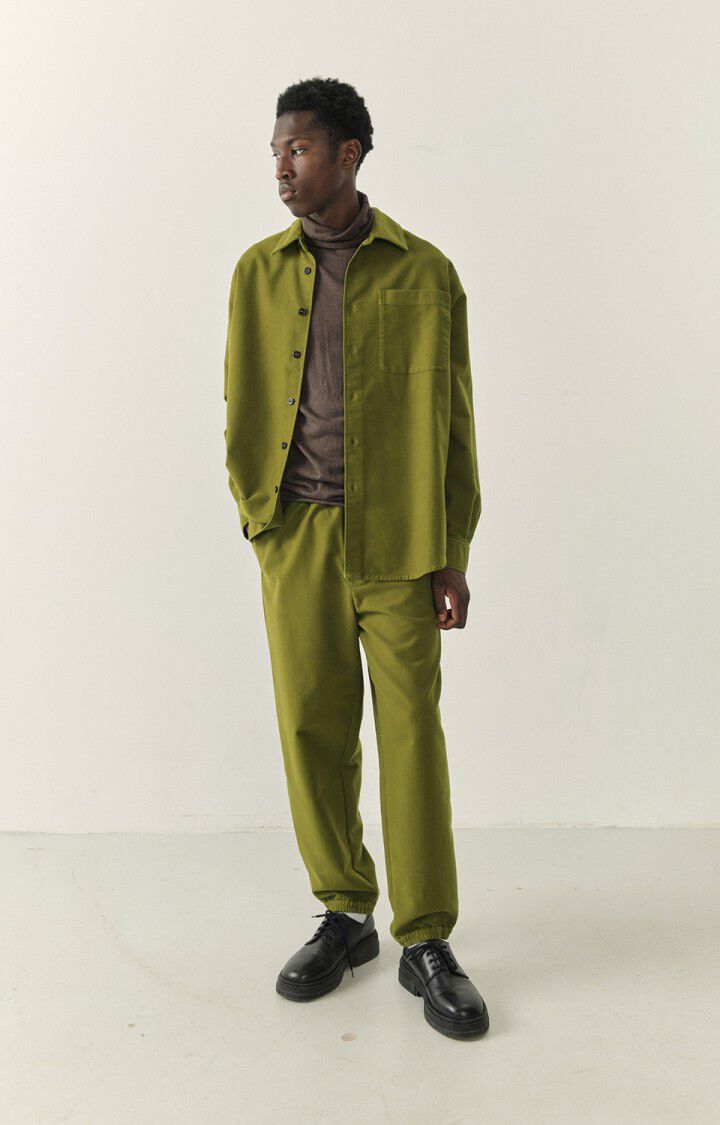 american vintage Chemise homme Tubabay - MOUSSE 64 Manches longues Vert - E23