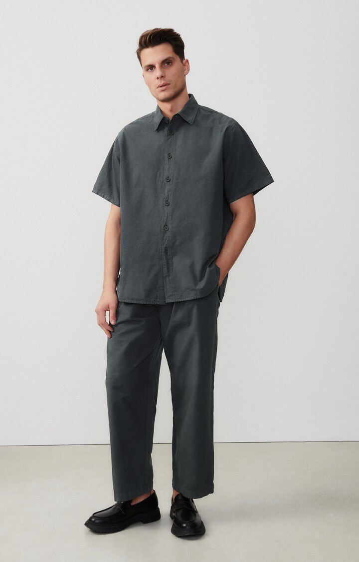 American Vintage Chemise Homme Tysco - ANTHRACITE 26 Manches Courtes Noir - E24