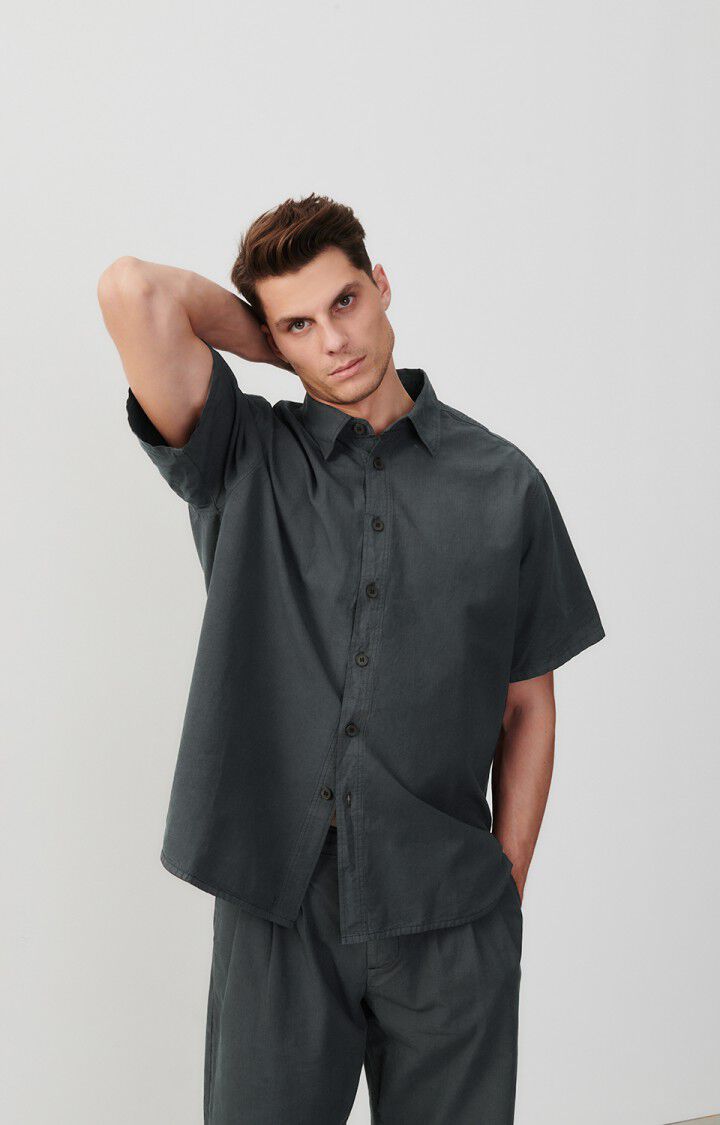 American Vintage Chemise Homme Tysco - ANTHRACITE 26 Manches Courtes Noir - E24