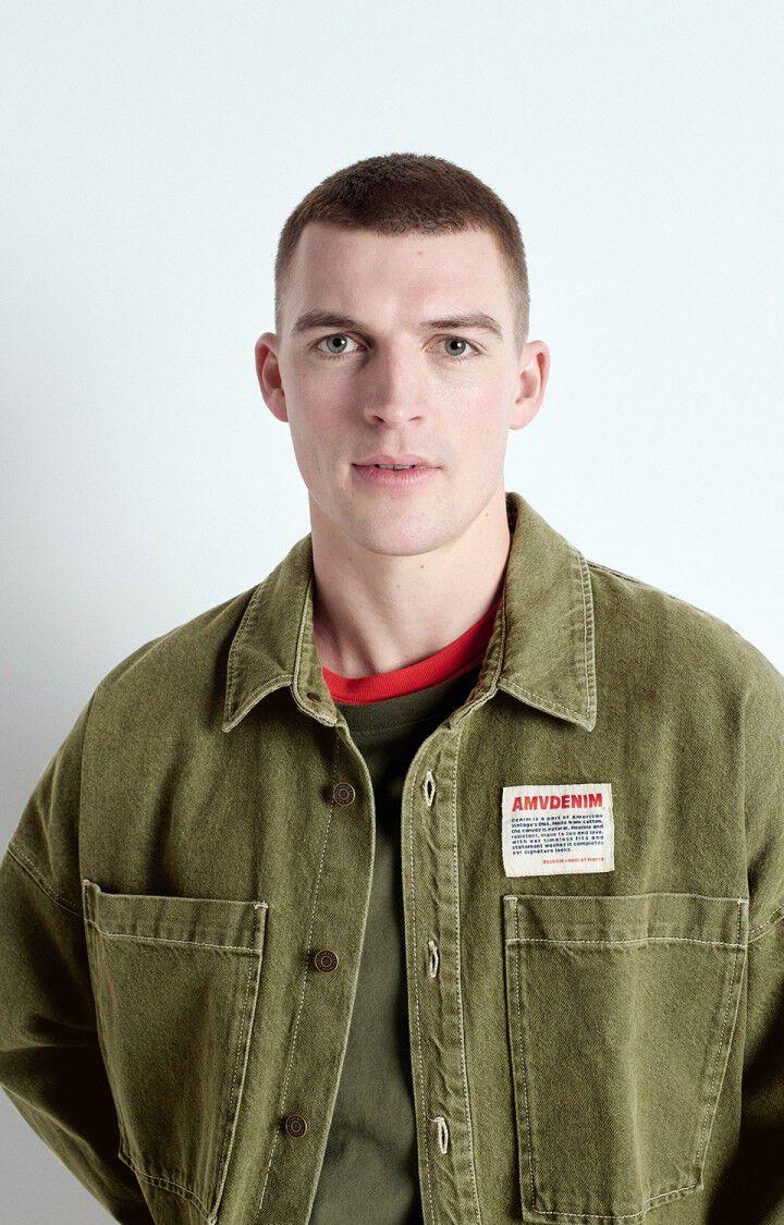 American Vintage Chemise Homme Uzatown - KAKI 53 Manches Longues Vert - E25