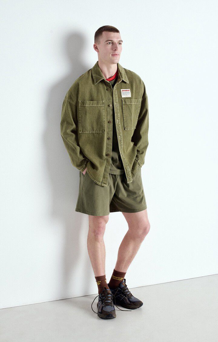 American Vintage Chemise Homme Uzatown - KAKI 53 Manches Longues Vert - E25