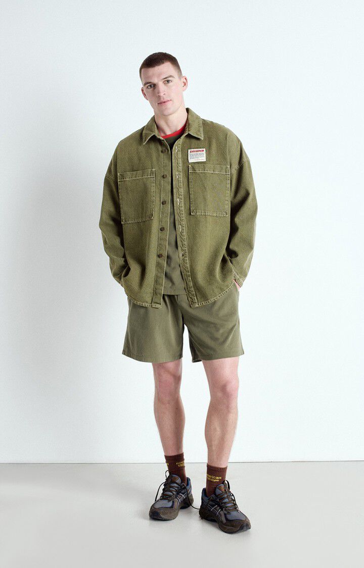 american vintage Chemise homme Uzatown - KAKI 53 Manches longues Vert - E25