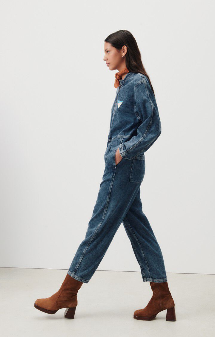 American Vintage Combinaison Femme Astury - STONE 57 Manches Longues Bleu - H23