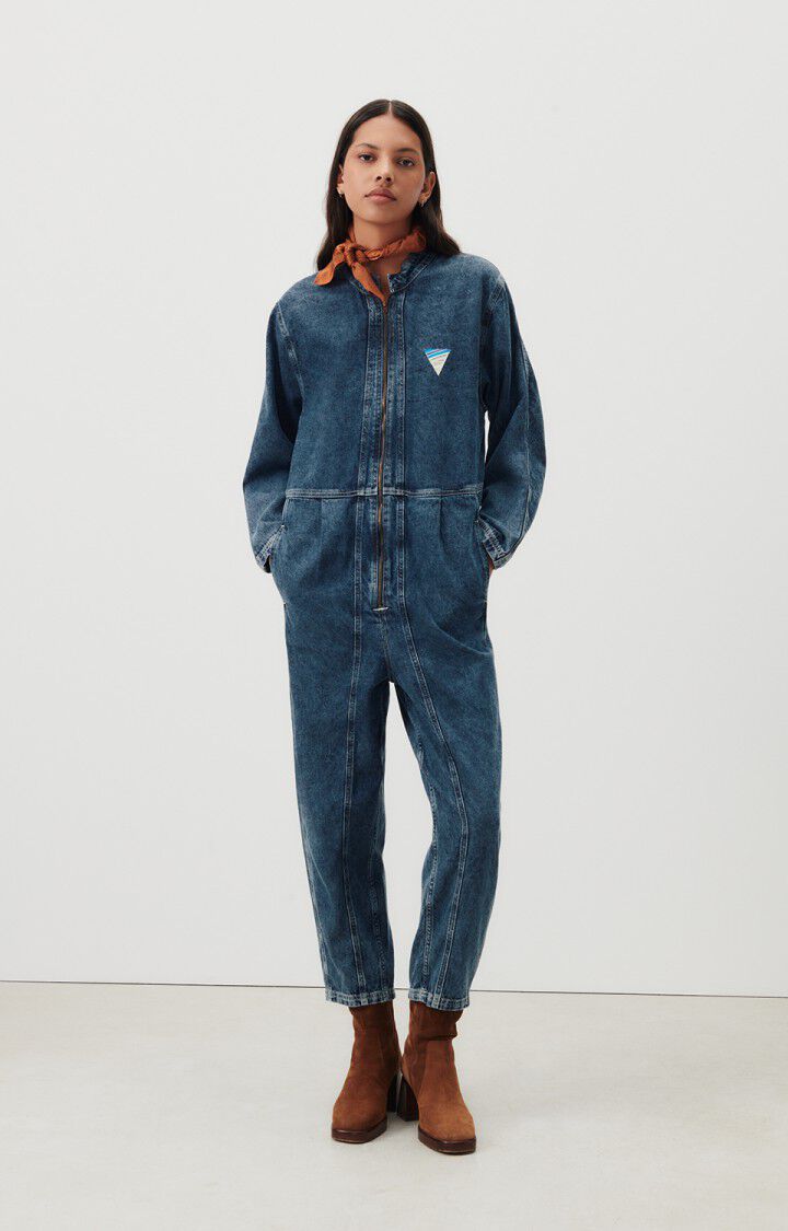 american vintage Combinaison femme Astury - STONE 57 Manches longues Bleu - H23