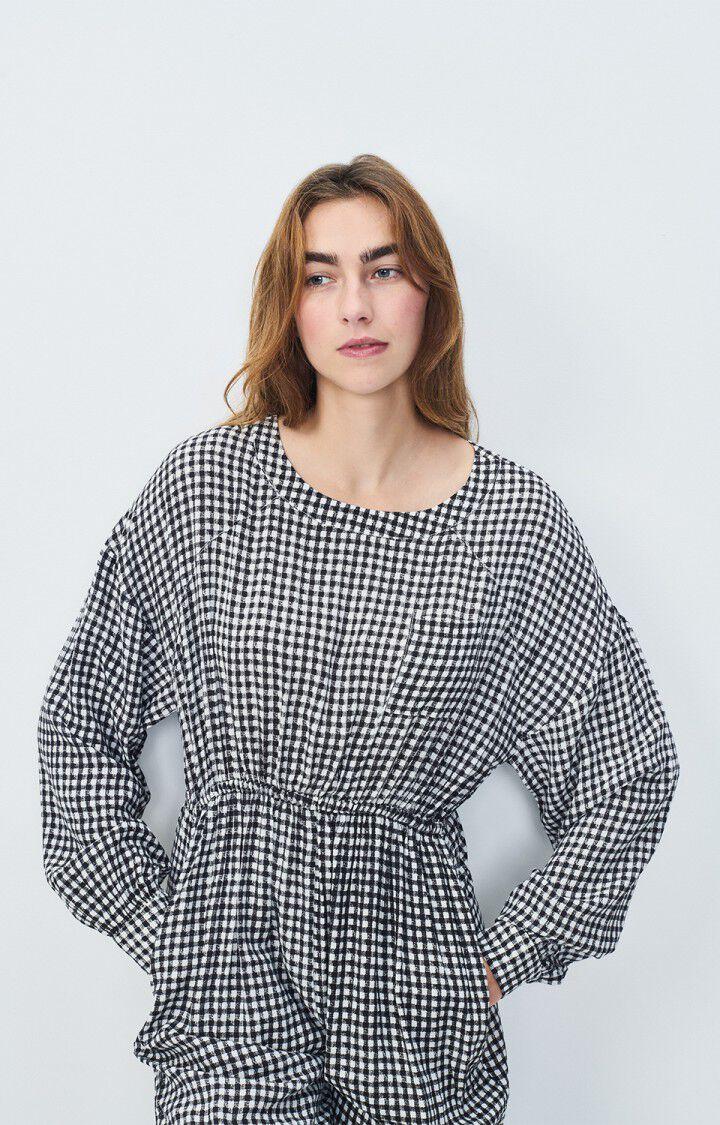 American Vintage Combinaison Femme Coolbridge - PETIT VICHY CARBONE Manches Longues Noir - E18