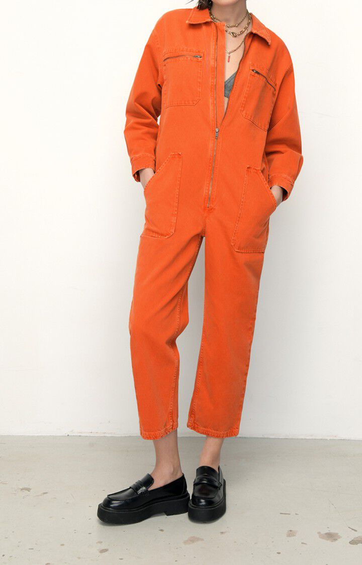 american vintage Combinaison femme Datcity - TUILE VINTAGE Manches longues Orange - E22
