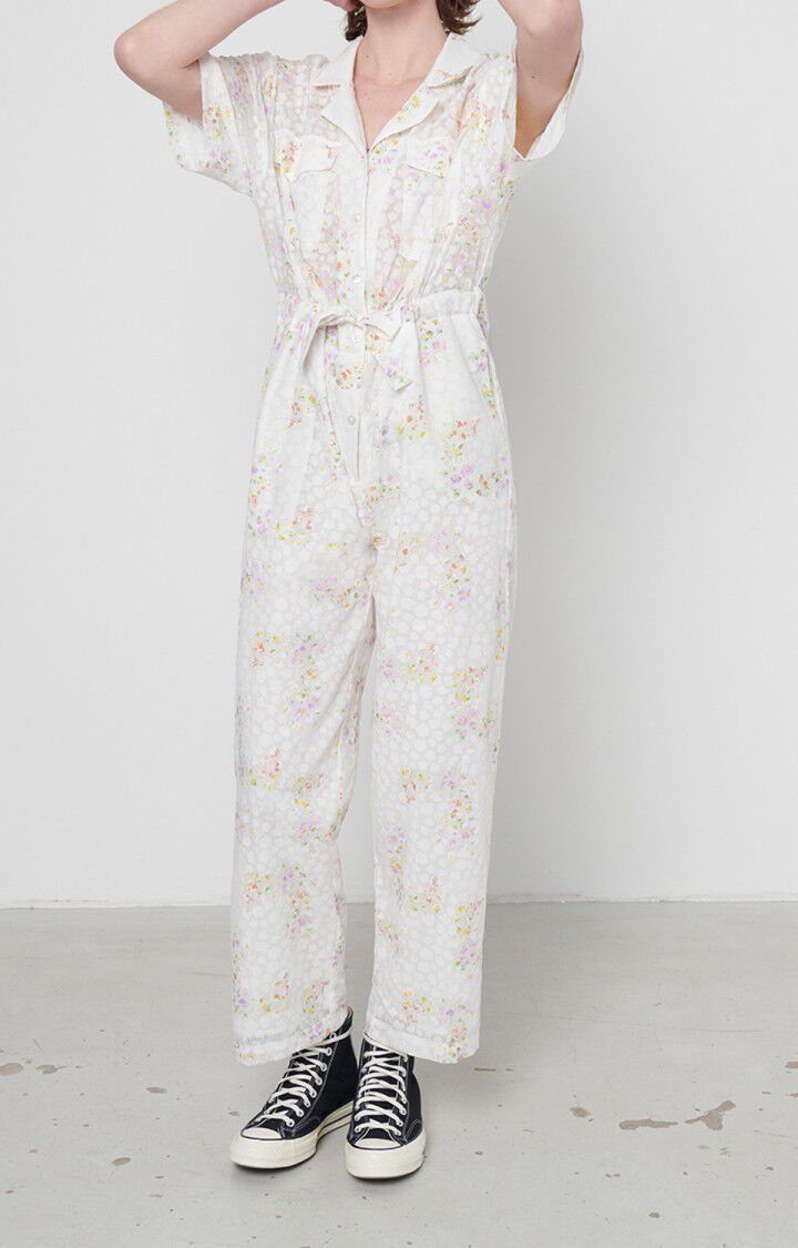 american vintage Combinaison femme Drow - FLEURS Blanc - E22