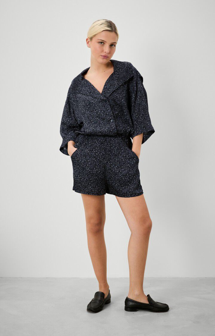 American Vintage Combinaison Femme Gintown - JOSEPHINE Manches Courtes Noir - E21