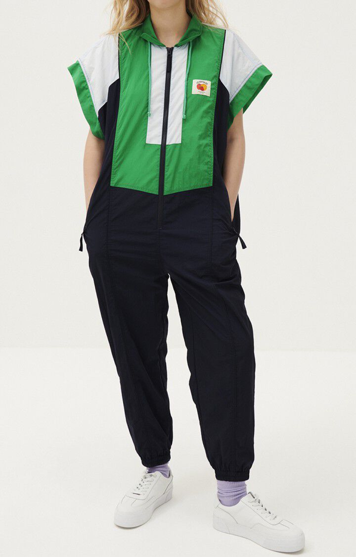 american vintage Combinaison femme Ikino - NAVY TRICOLORE Manches courtes Bleu - H21