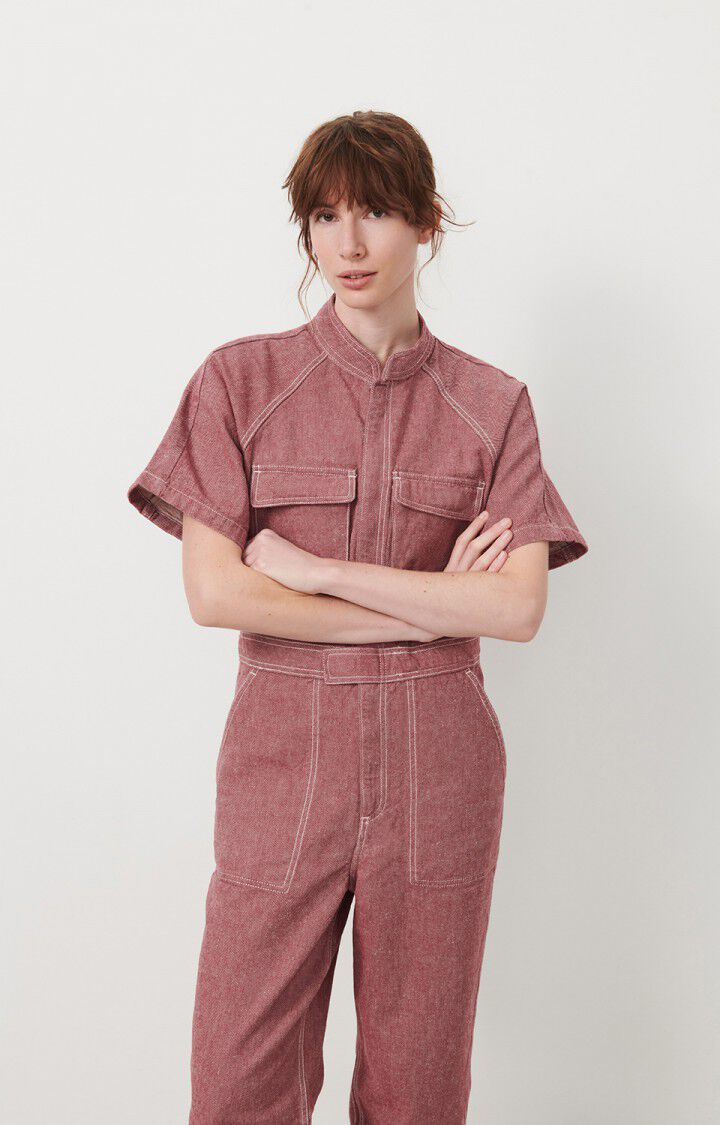 American Vintage Combinaison Femme Lotibridge - CARDINAL 37 Manches Courtes Rouge - E23