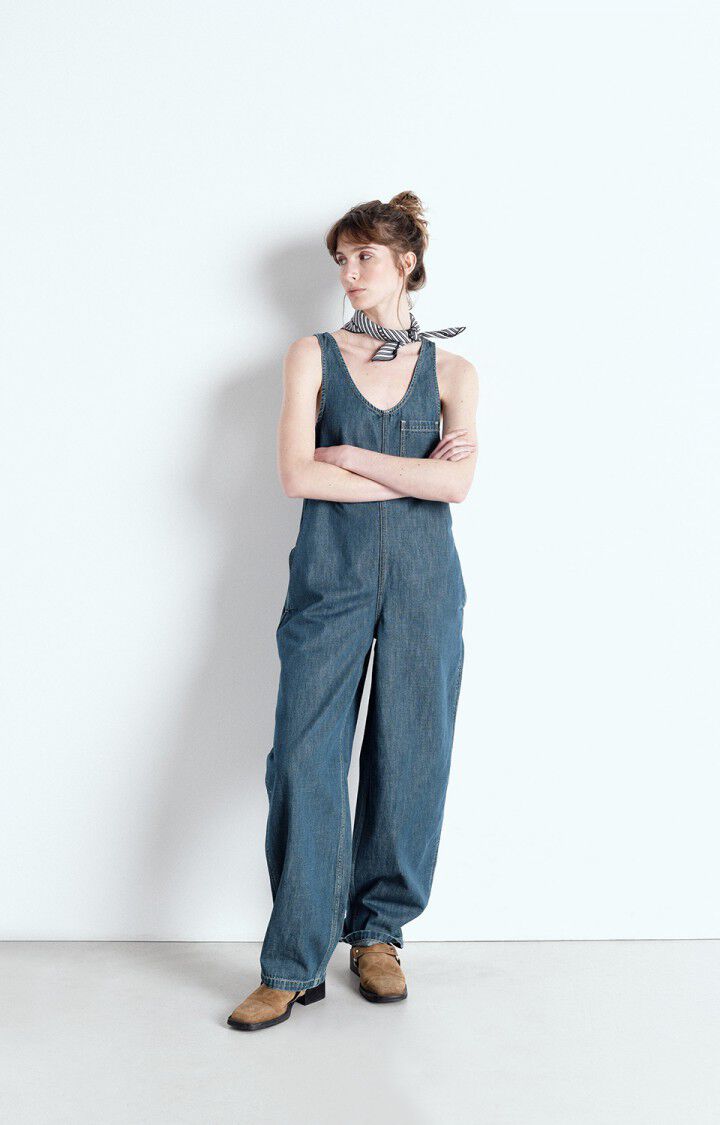 american vintage Combinaison femme Ozyr - MEDIUM GREEN CAST 0 Sans manches Bleu - E25