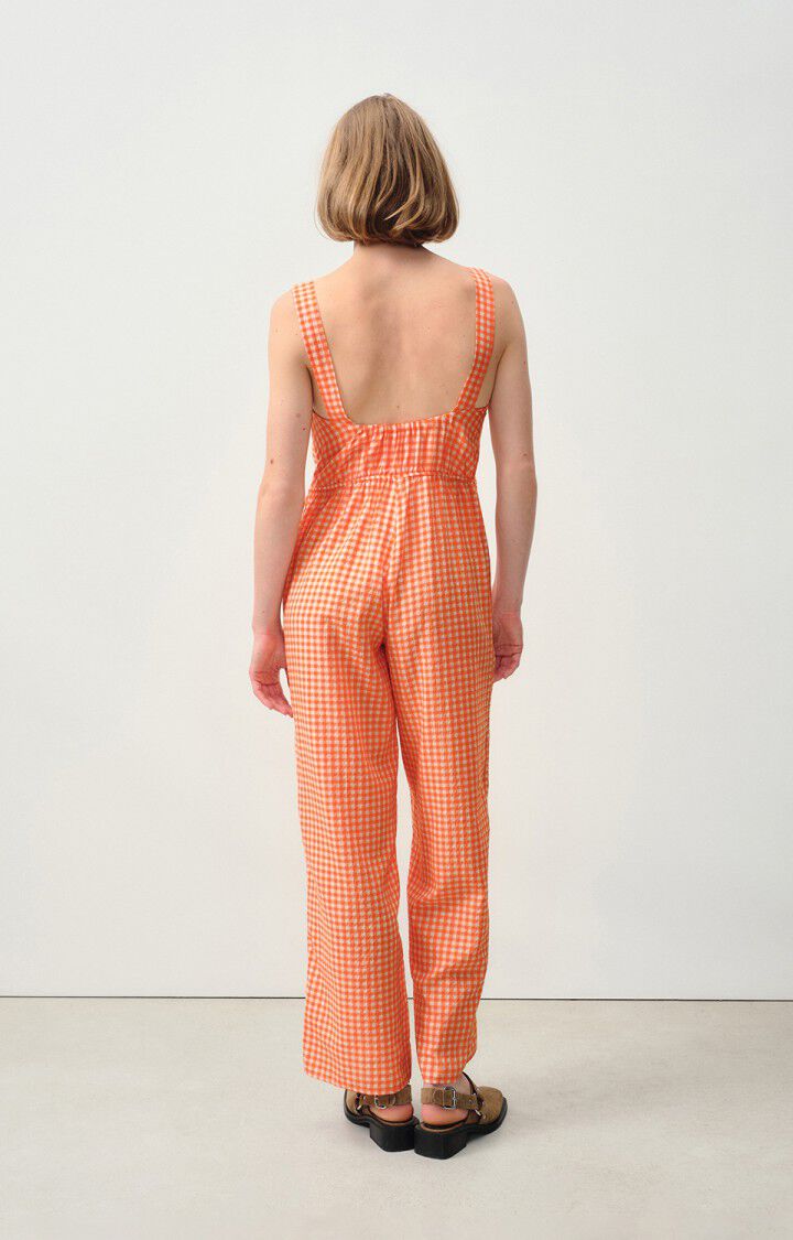 American Vintage Combinaison Femme Pykoboo - VICHY ORANGE FLUO 0 Fines Bretelles Orange - E24