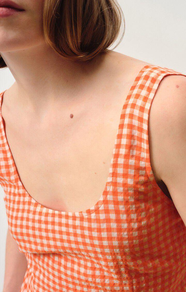 American Vintage Combinaison Femme Pykoboo - VICHY ORANGE FLUO 0 Fines Bretelles Orange - E24