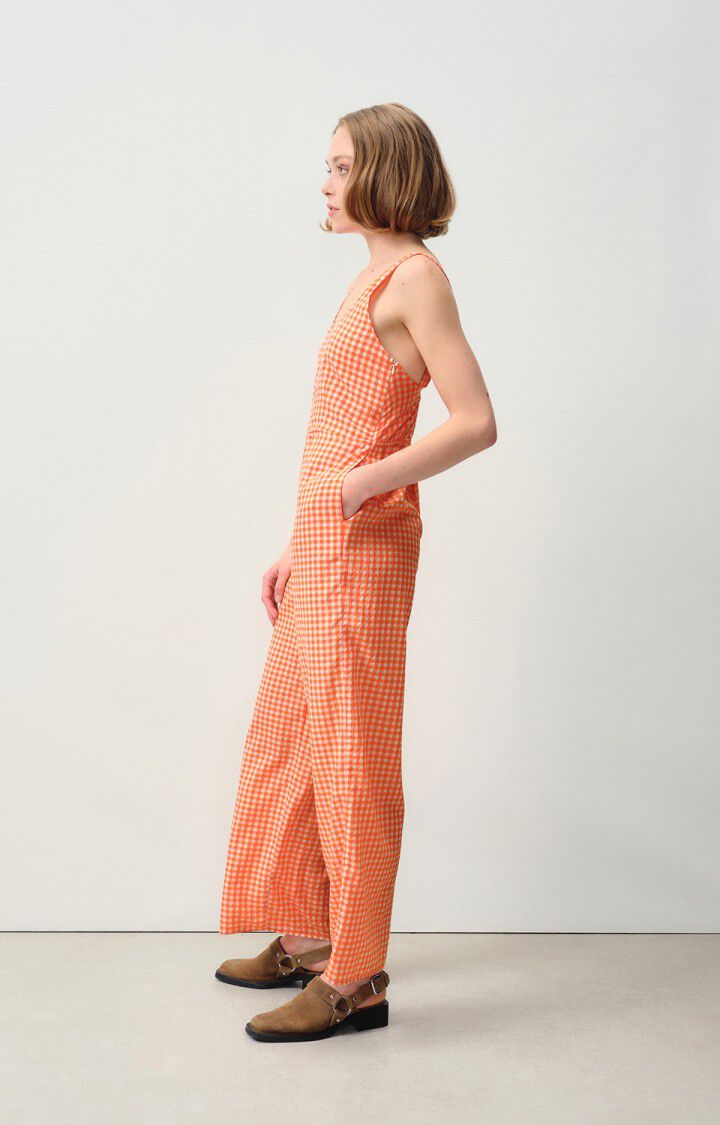 American Vintage Combinaison Femme Pykoboo - VICHY ORANGE FLUO 0 Fines Bretelles Orange - E24