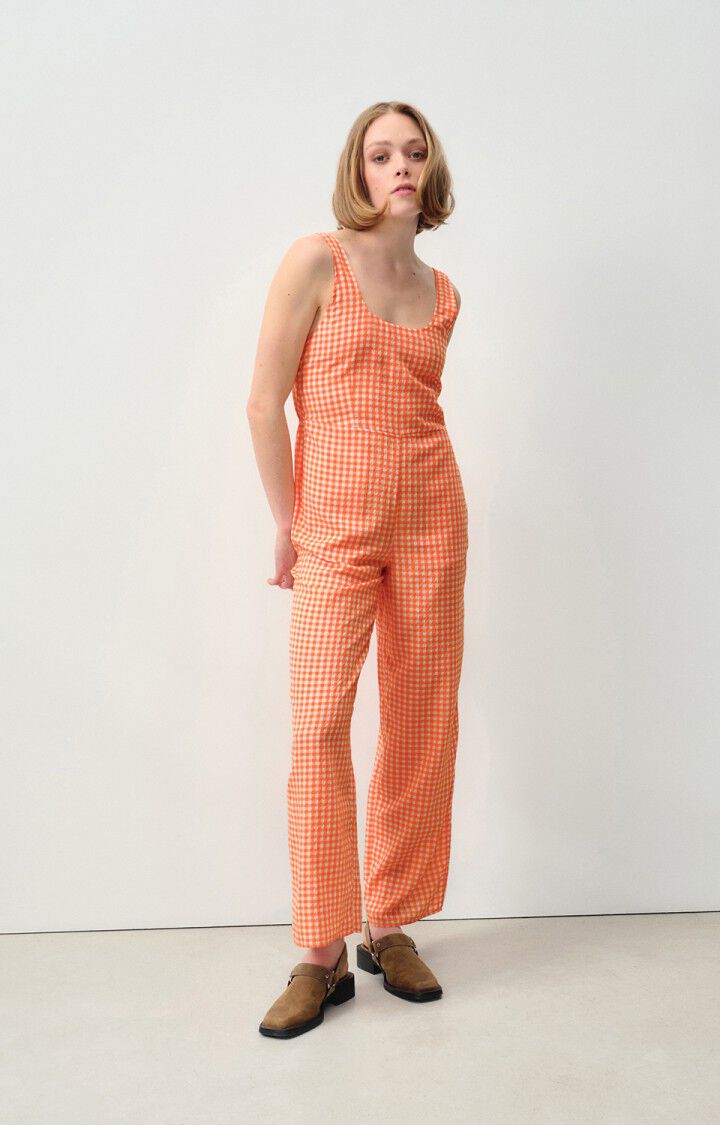american vintage Combinaison femme Pykoboo - VICHY ORANGE FLUO 0 Fines bretelles Orange - E24