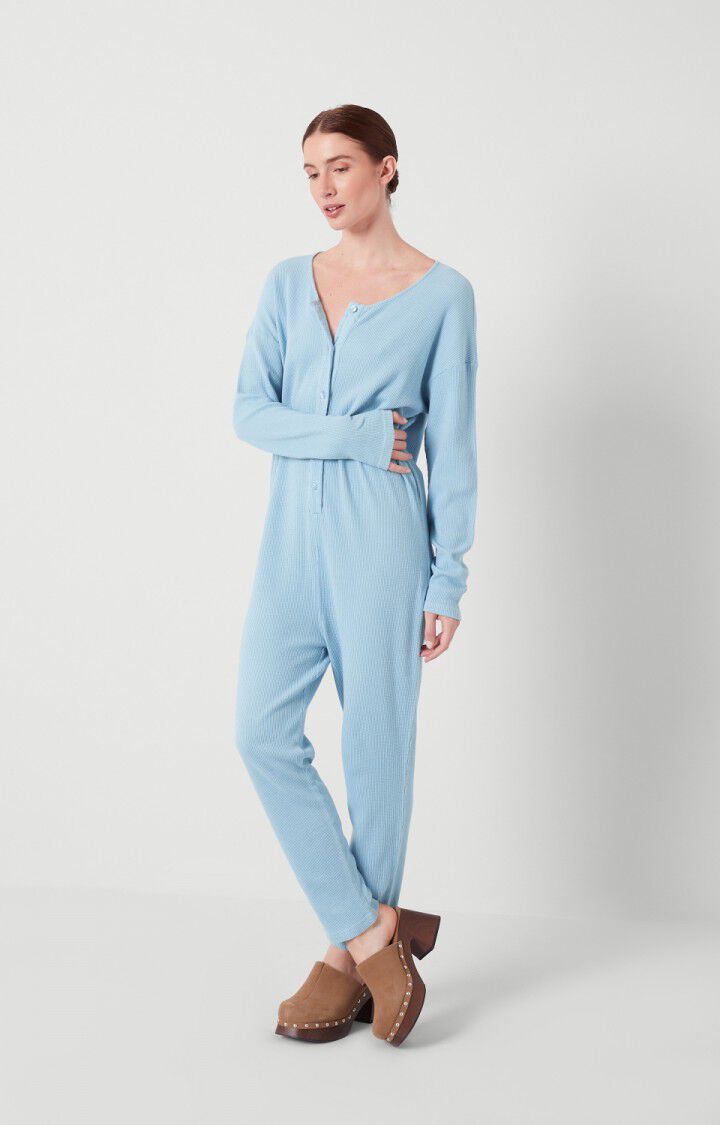 american vintage Combinaison femme Ropindale - BANQUISE Manches longues Bleu - E22