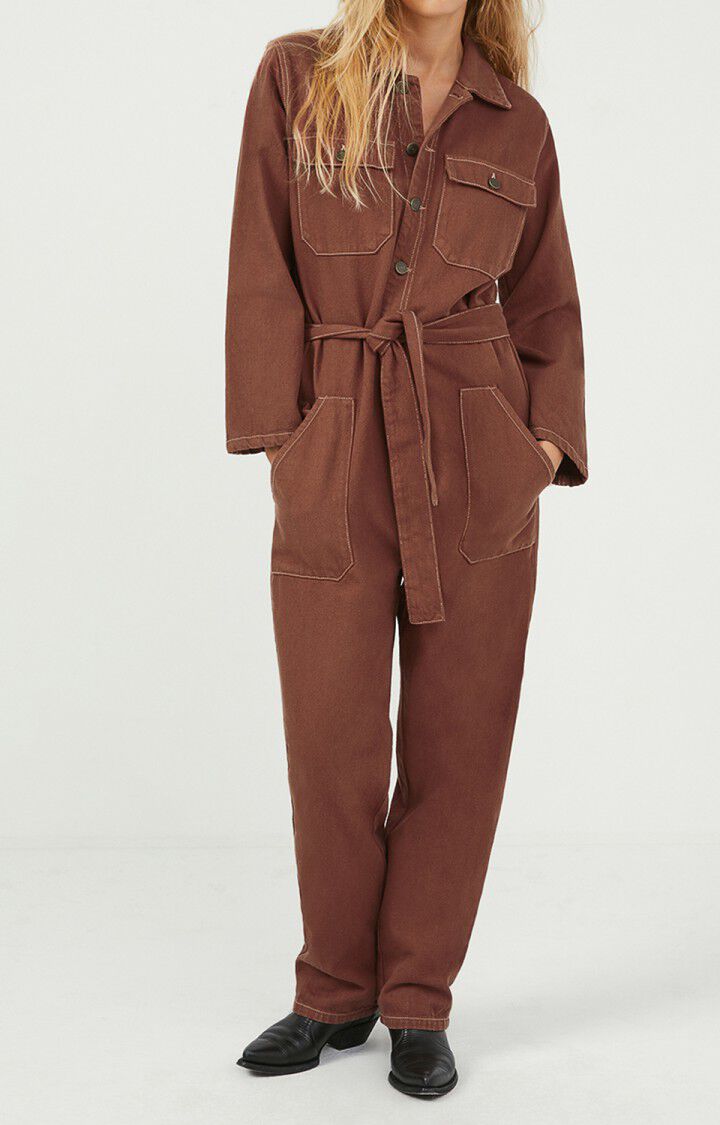 american vintage Combinaison femme Tineborow - DESIR Manches longues Marron - H21
