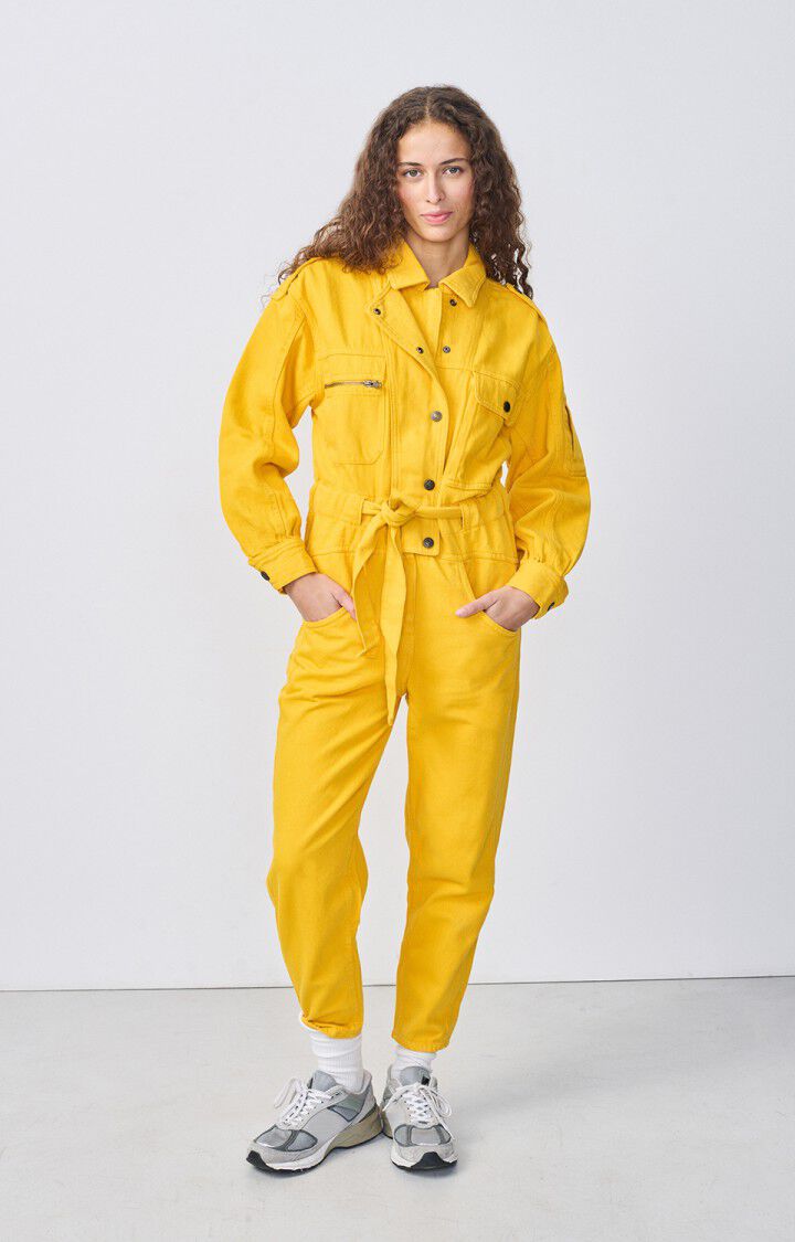 american vintage Combinaison femme Tineborow - MANGUE Manches longues Jaune - E21