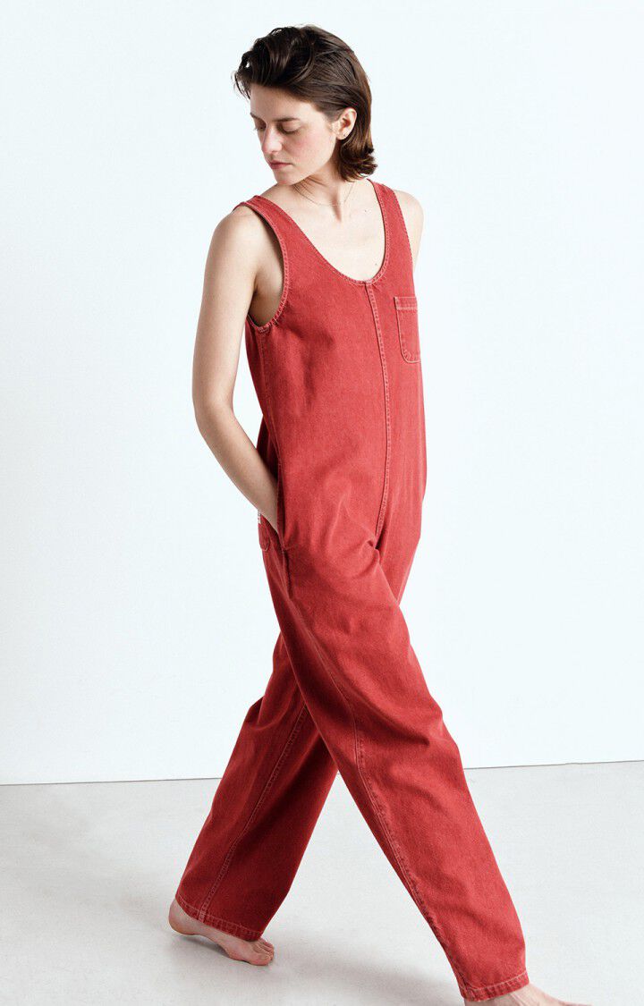 American Vintage Combinaison Femme Uzatown - ROUGE Sans Manches Rouge - E25