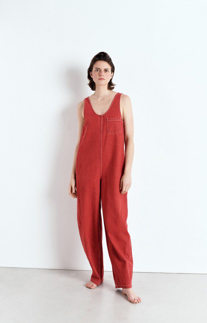 american vintage Combinaison femme Uzatown - ROUGE Sans manches Rouge - E25
