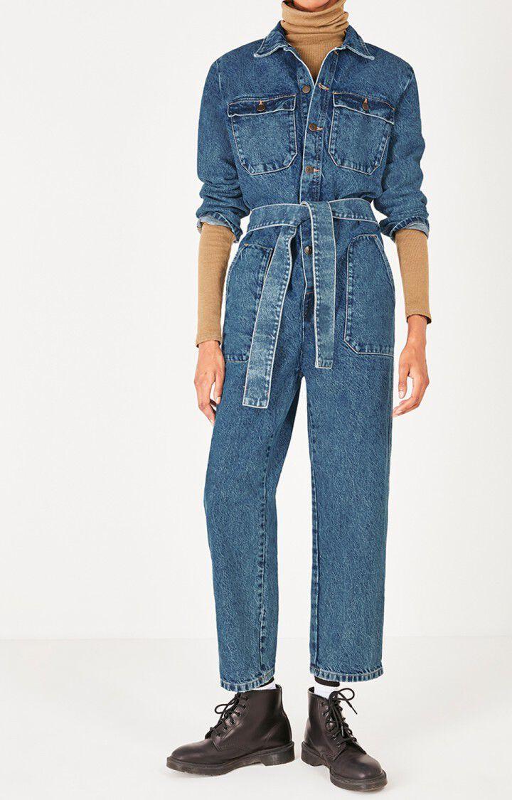 American Vintage Combinaison Femme Wipy - STONE POIVRE ET SEL Manches Longues Bleu - H20