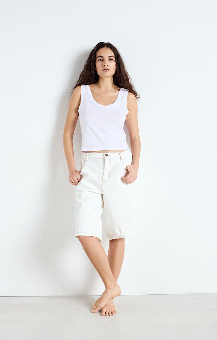 American Vintage Débardeur Femme Apoly - BLANC Fines Bretelles Blanc - E25