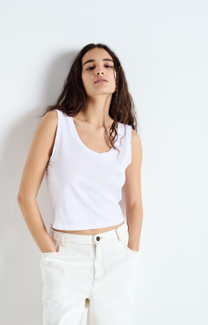 american vintage Débardeur femme Apoly - BLANC Fines bretelles Blanc - E25