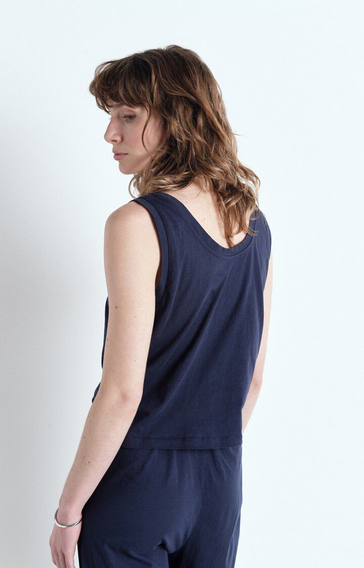 American Vintage Débardeur Femme Apoly - OUTREMER Fines Bretelles Bleu - E25