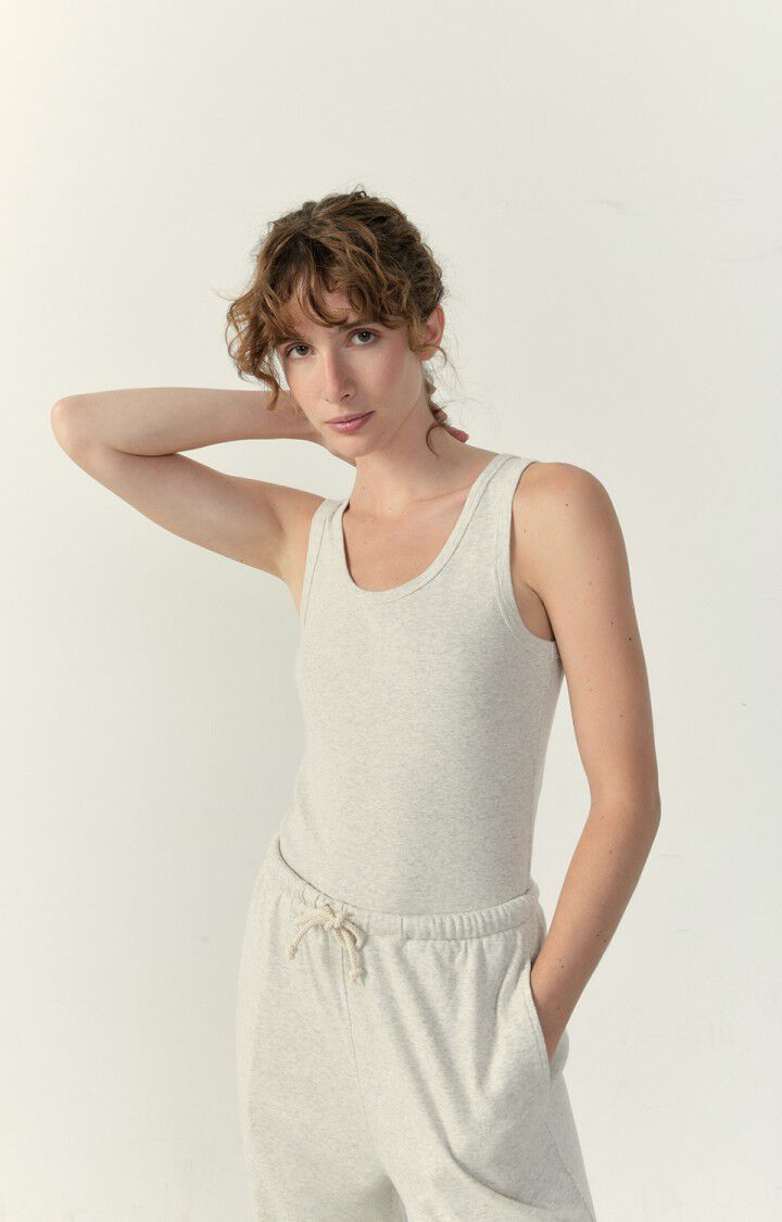 american vintage Débardeur femme Bozy - CREME CHINE 0 Sans manches Beige - H23