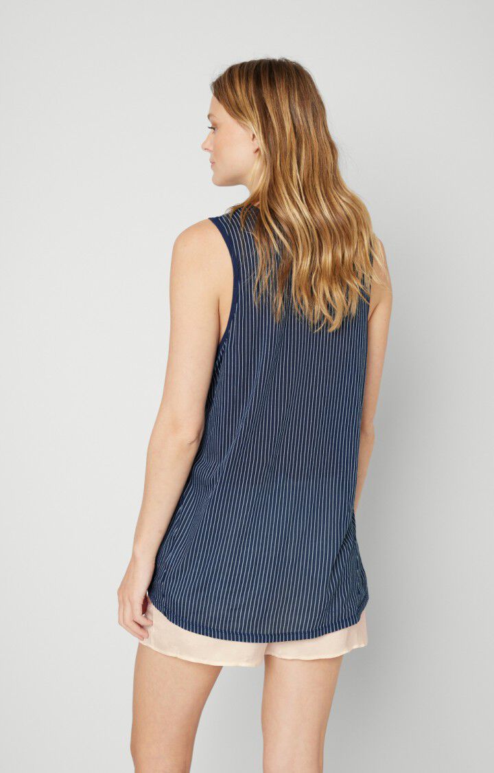 American Vintage Débardeur Femme Chipiecat - FINES RAYURES NAVY Sans Manches Bleu - E18