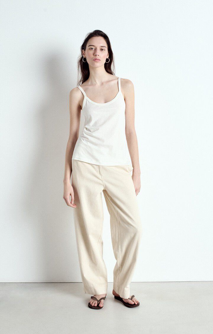 American Vintage Débardeur Femme Gamipy - BLANC 0 Fines Bretelles Blanc - E25